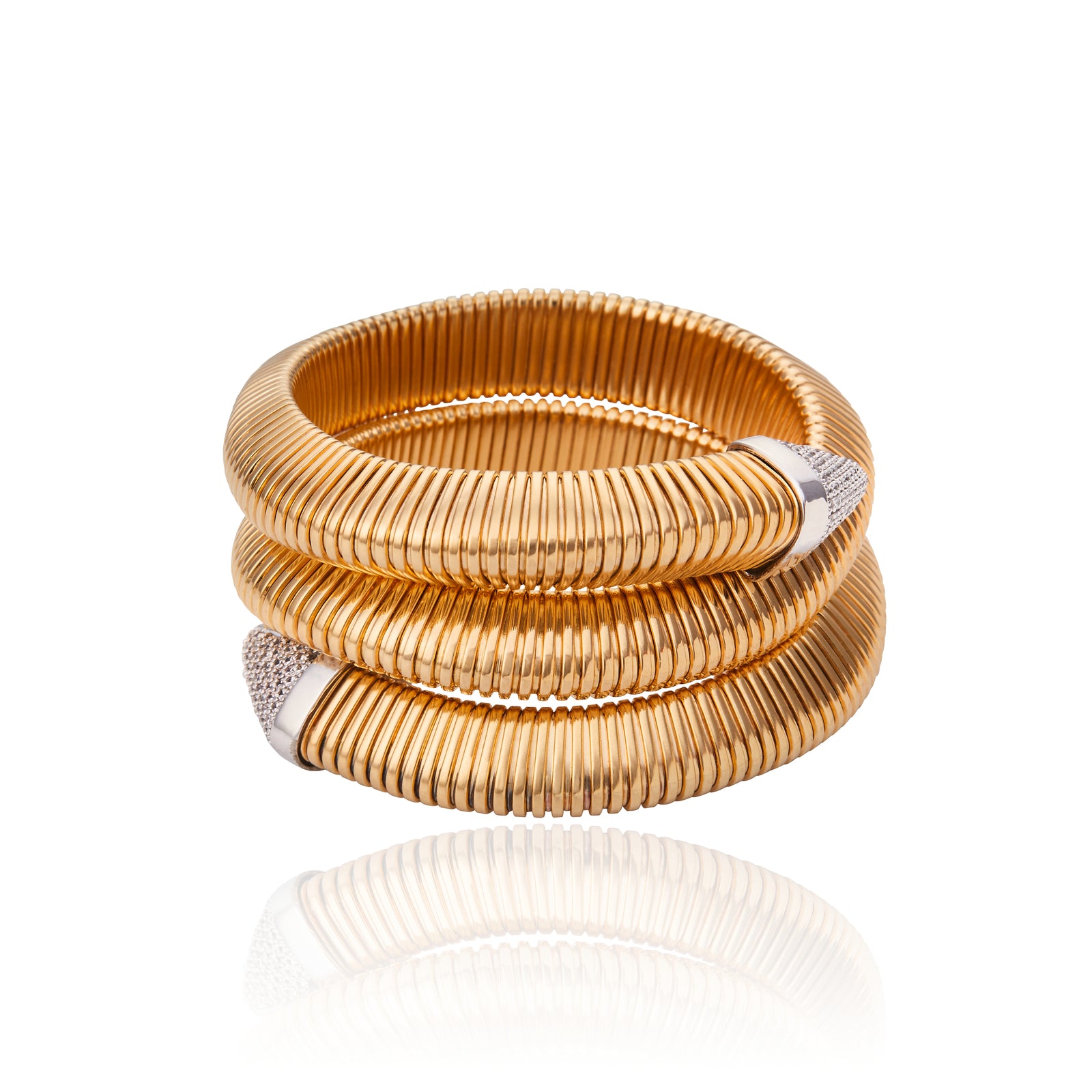 Bracelete 3 Voltas Ponteira com Cristais Coliseu Ouro