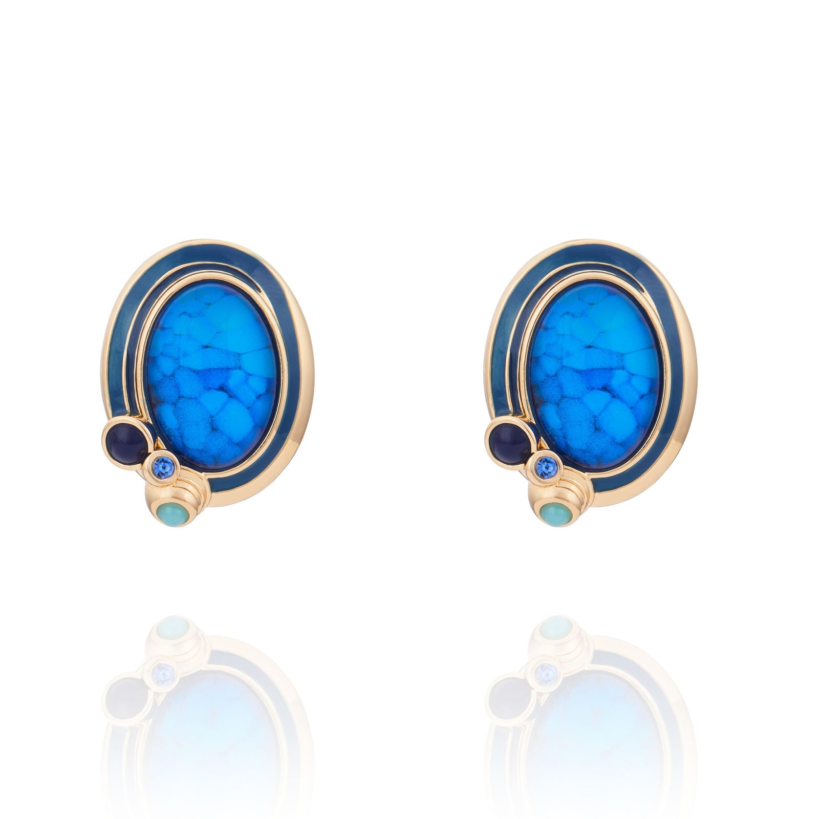 Brinco Oval Turquesa Rialto Ouro