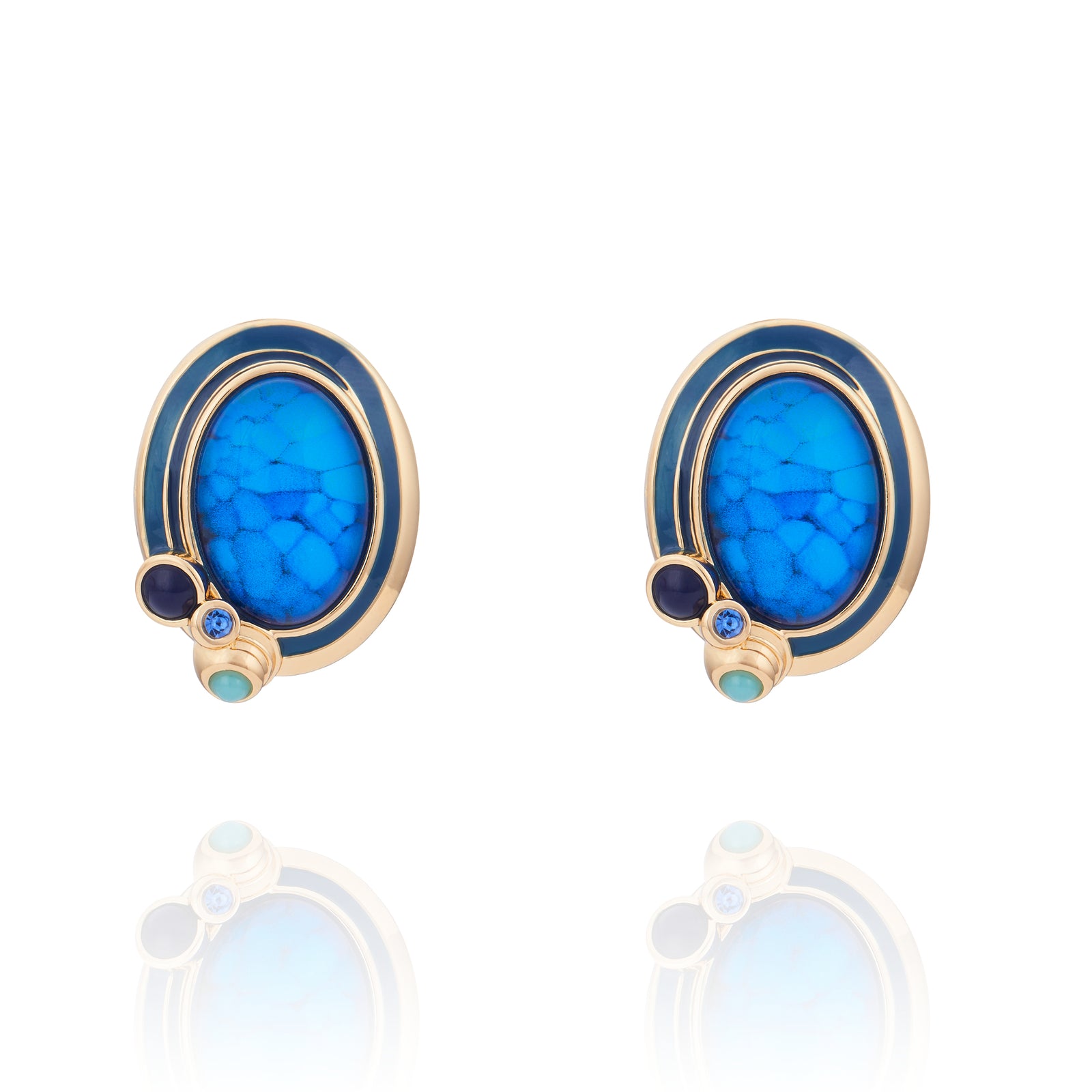 Brinco Oval Turquesa Rialto Ouro