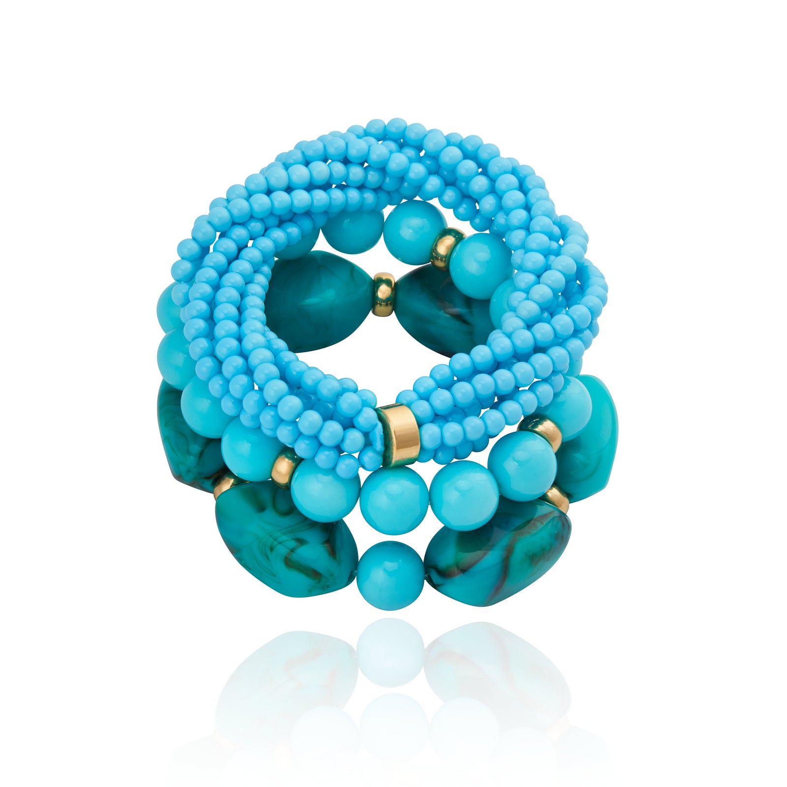 Kit Pulseira Murano Esferas Turquesa Turquesa