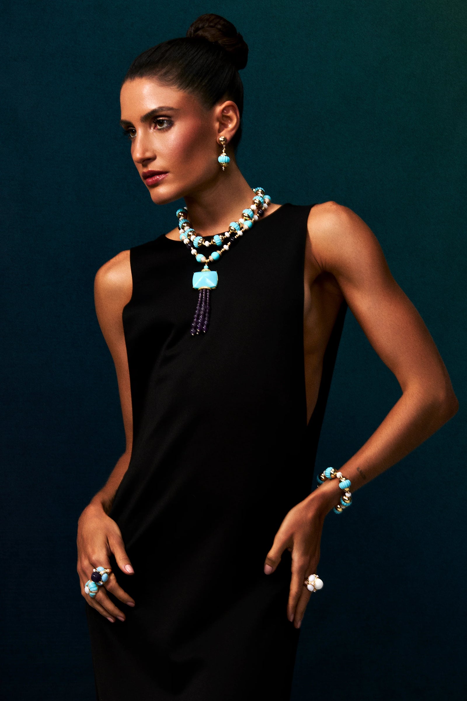 BRINCO MALFATTI TURQUESA Ouro