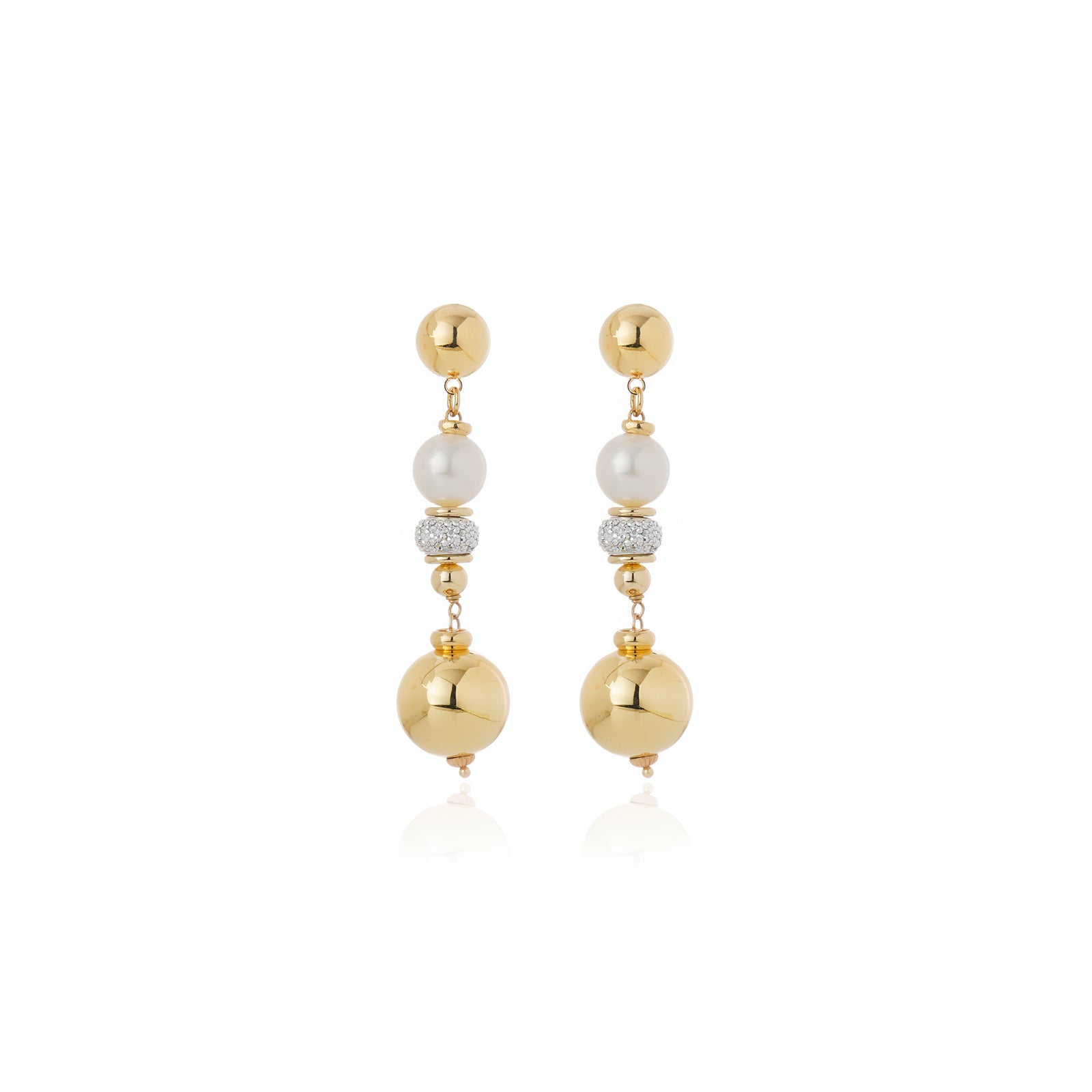 BRINCO ESFERA COM CRISTAIS LONGO Ouro