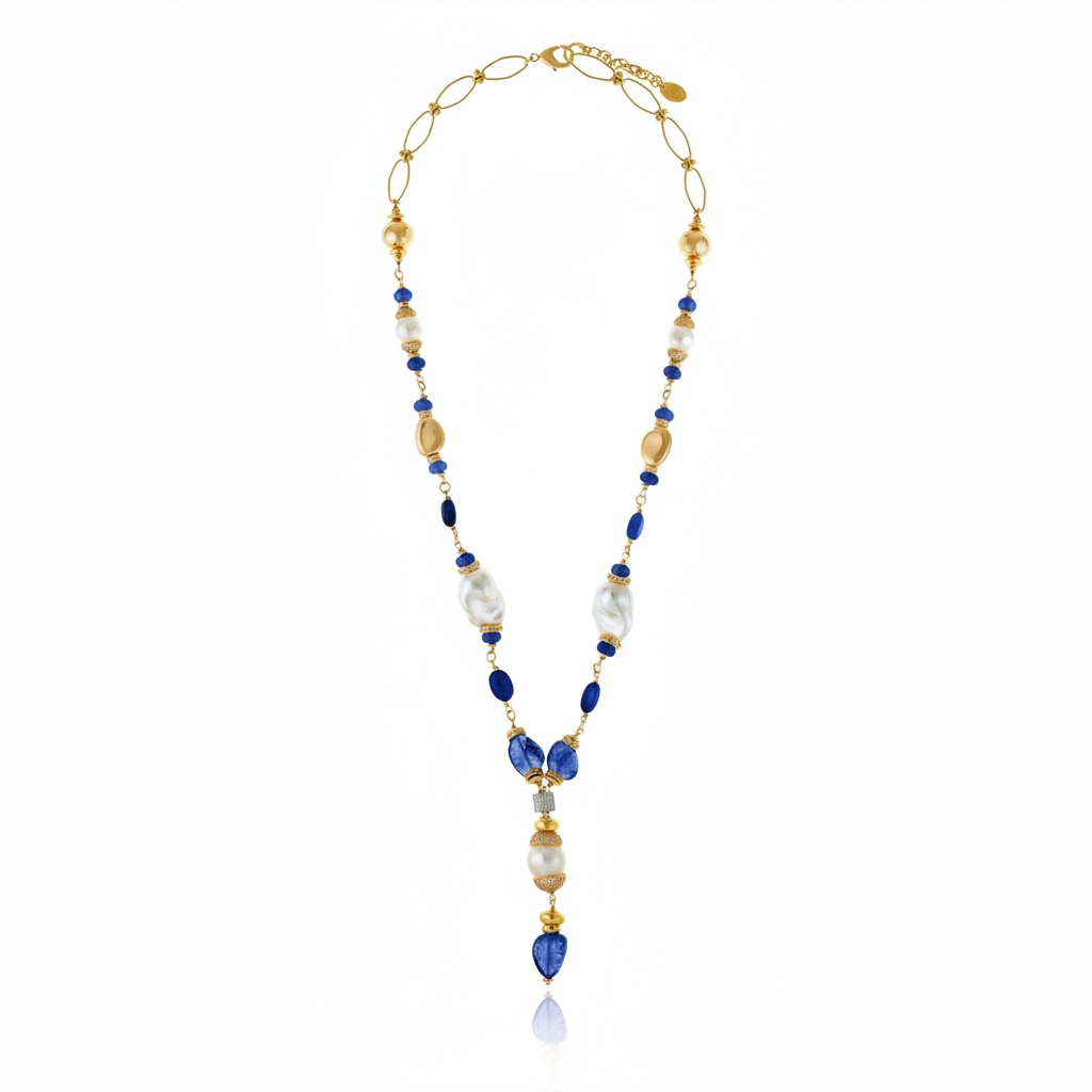 COLAR LONGO GRAZ AZUL Ouro