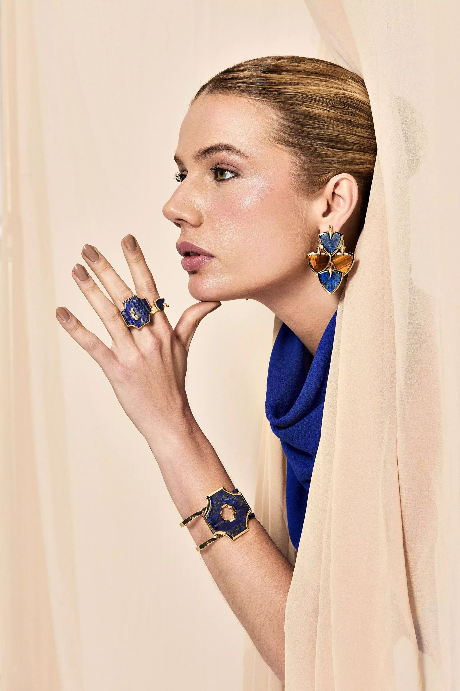 ANEL HIMEROS LÁPIS-LAZÚLI Ouro