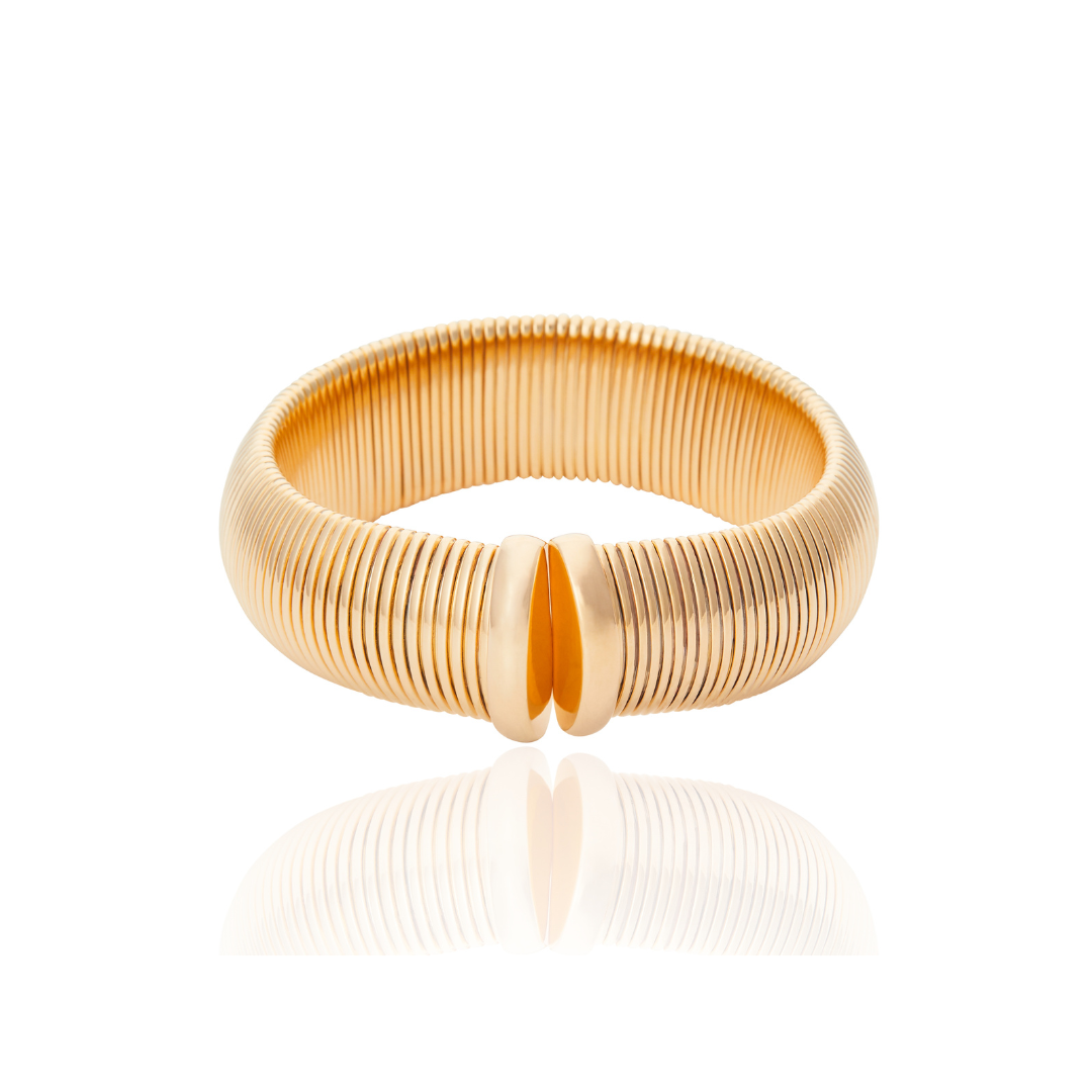 Bracelete Largo Liso Tubogás Coliseu Ouro