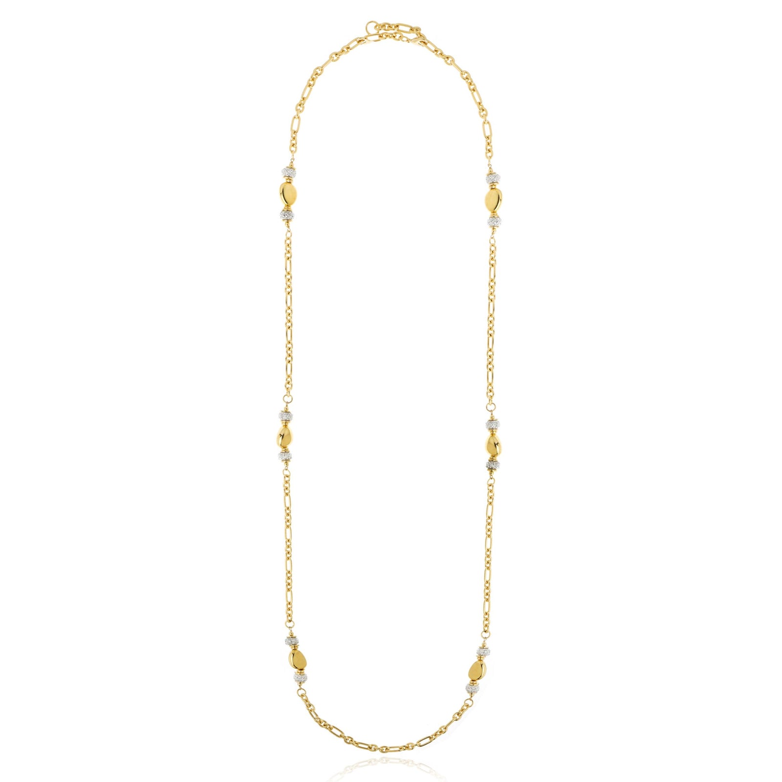 COLAR ELOS COM ESFERA E CRISTAIS LONGO Ouro