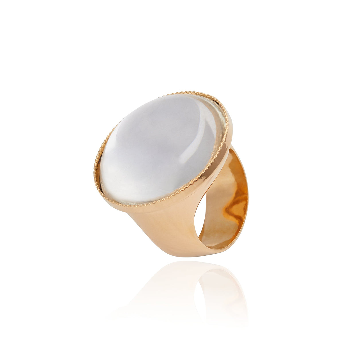 Anel Bali Cabochon Cristal Ouro