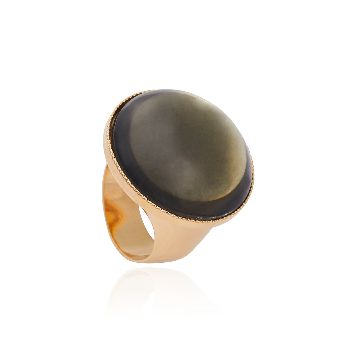 Anel Bali Cabochon Black Diamond Ouro