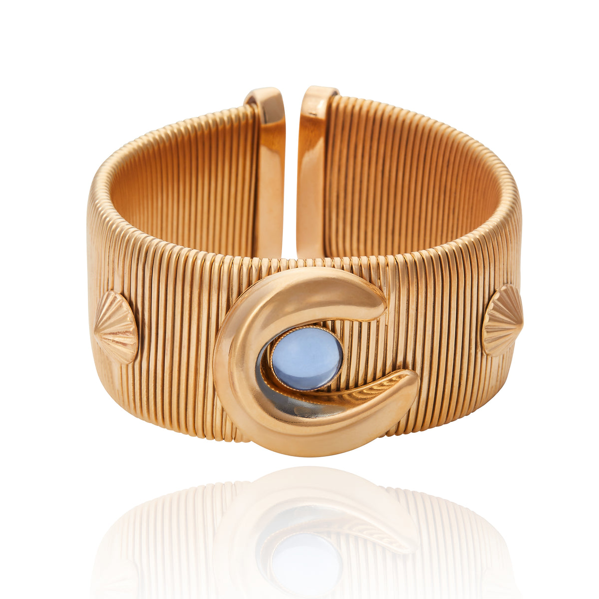 Bracelete Bali Tubogas Cabochon Blue Ouro