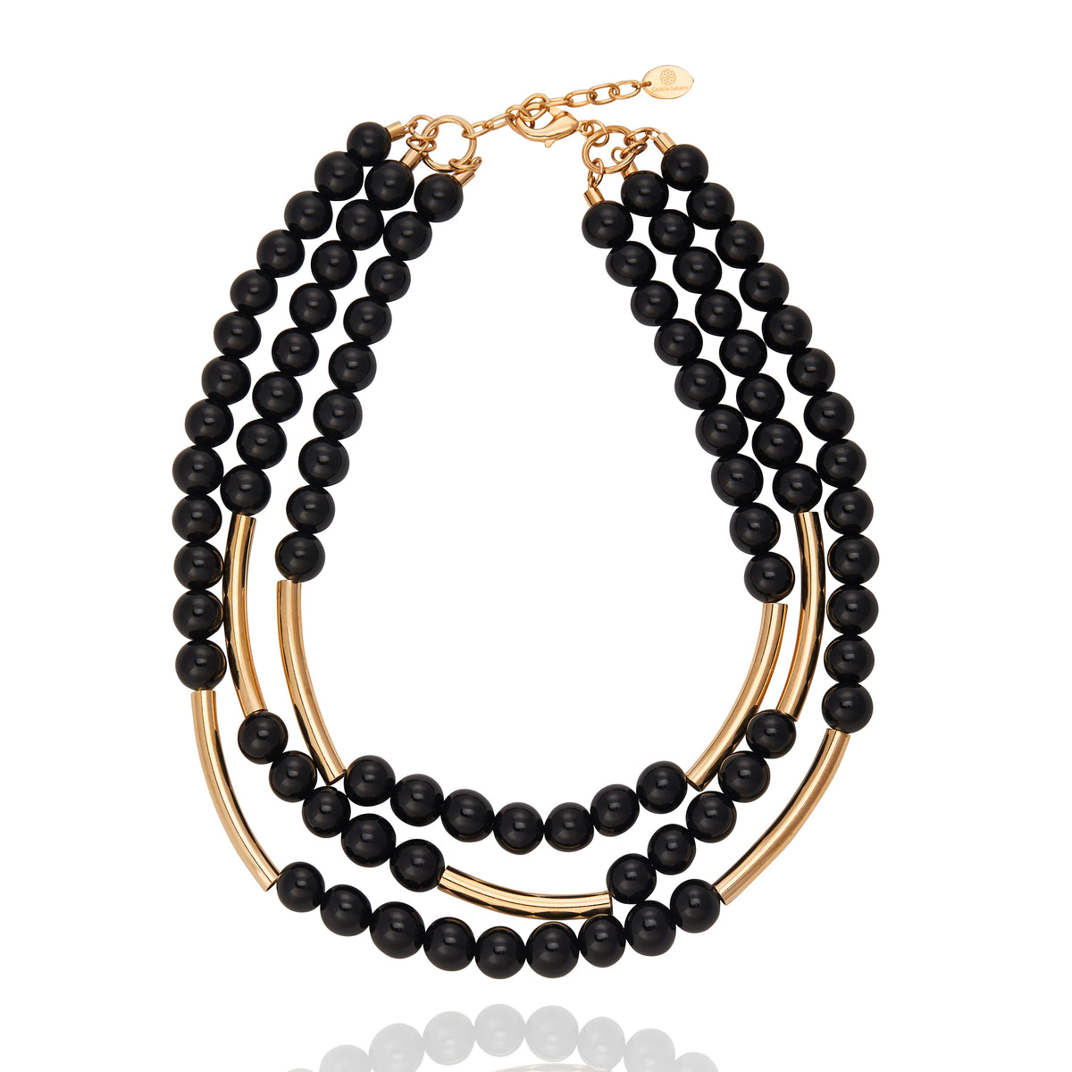 Colar Trio Taj Mahal Preto Ouro