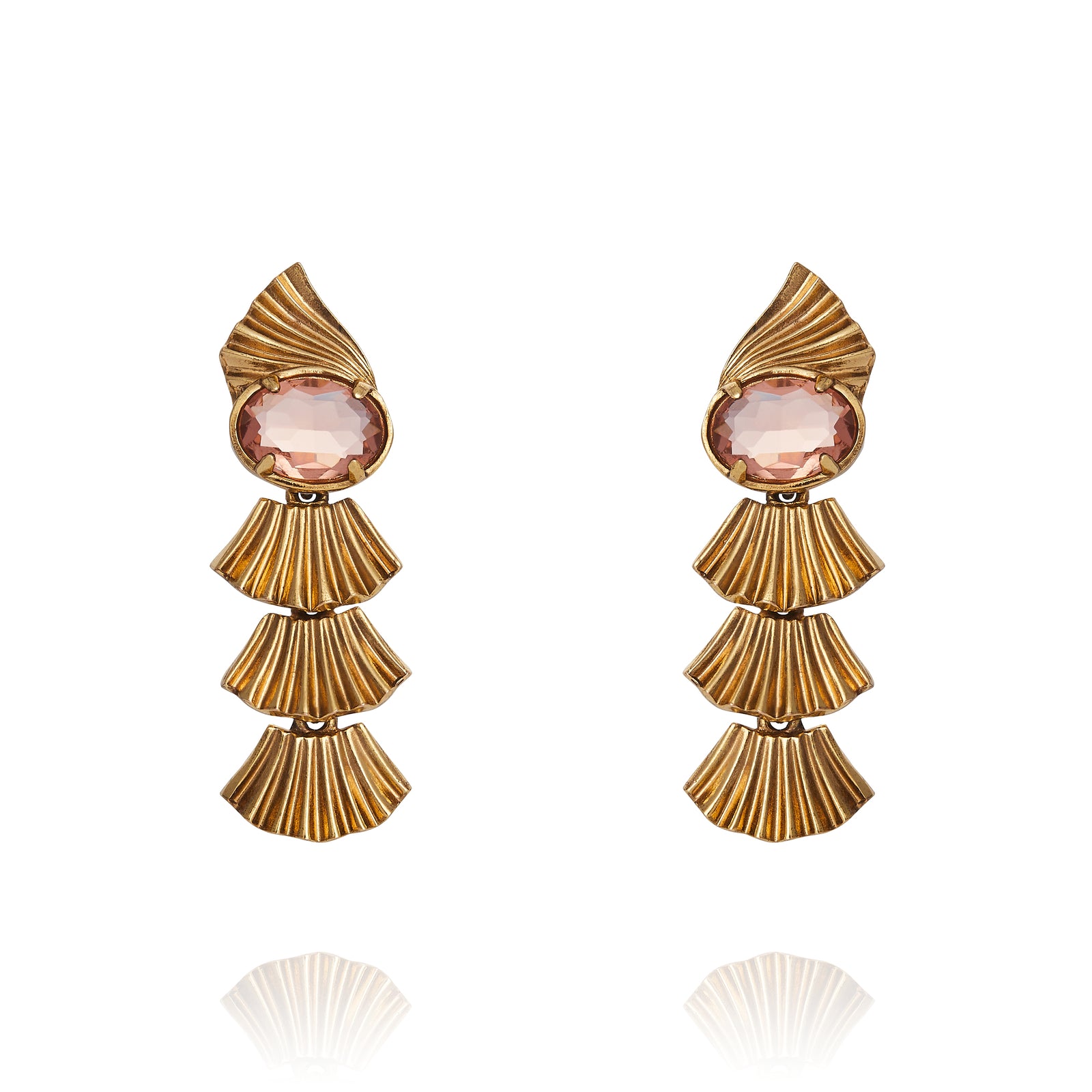 Brinco Milano Cristal Oval Pessego Ouro