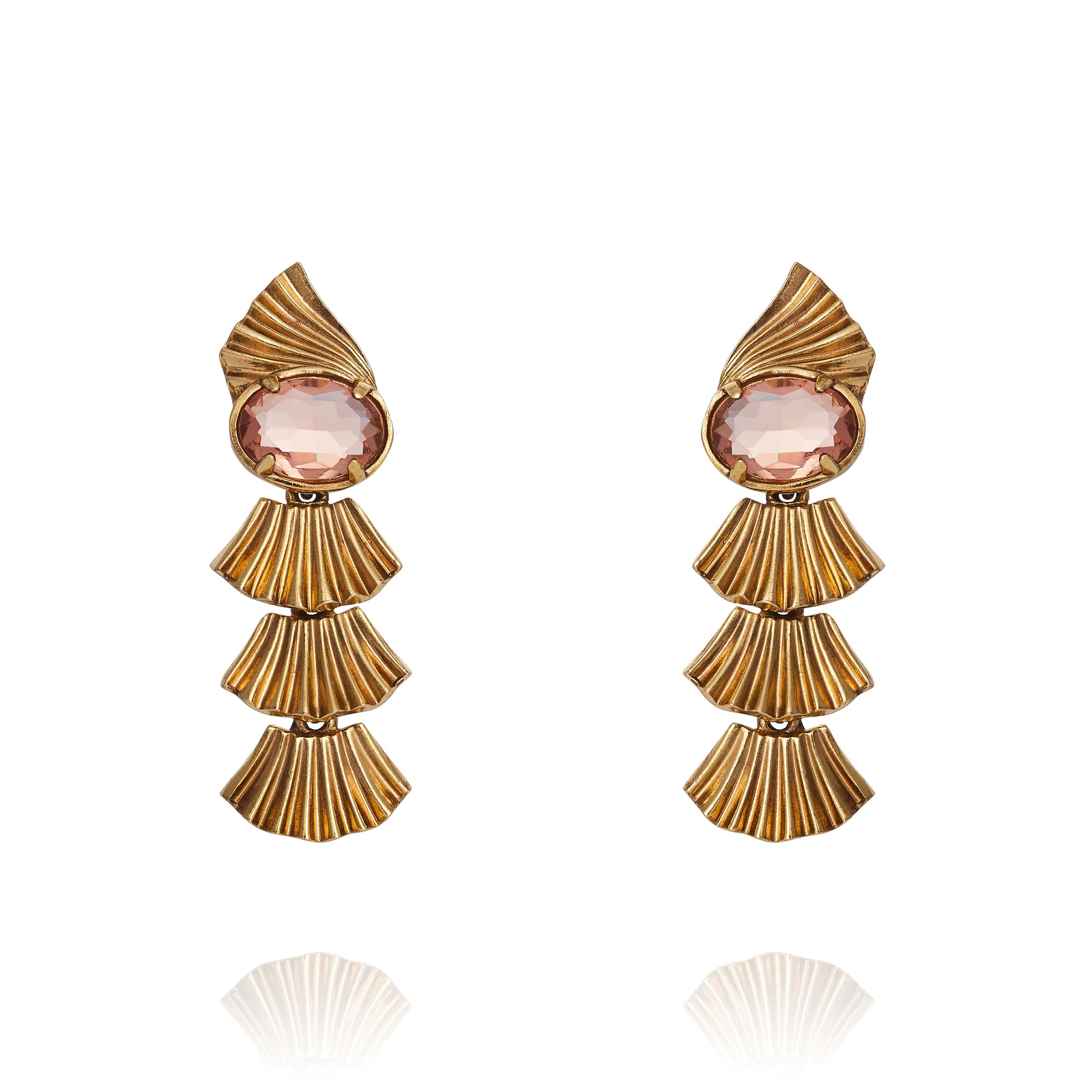 Brinco Milano Cristal Oval Pessego Ouro