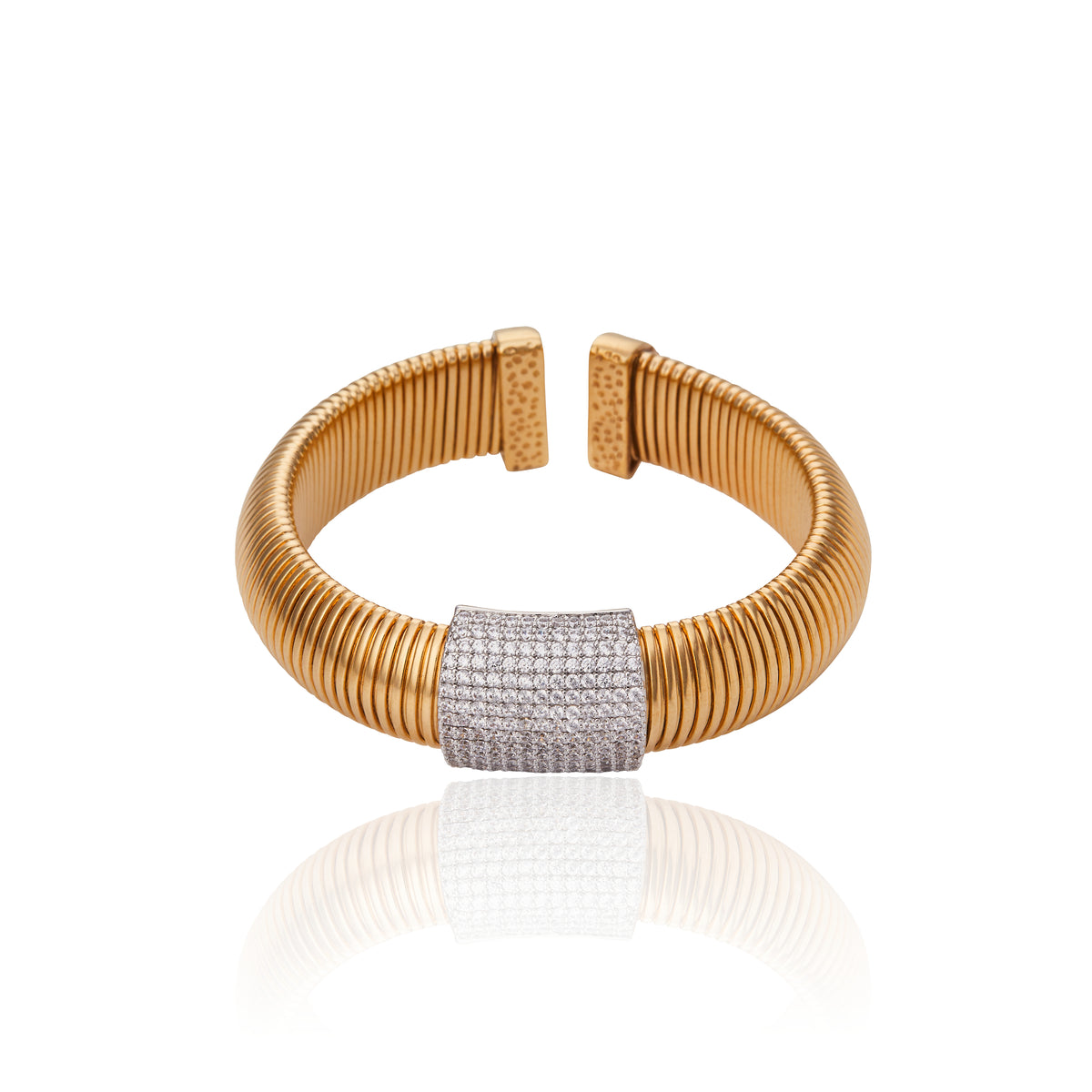 Bracelete com Cristais no centro Coliseu Ouro