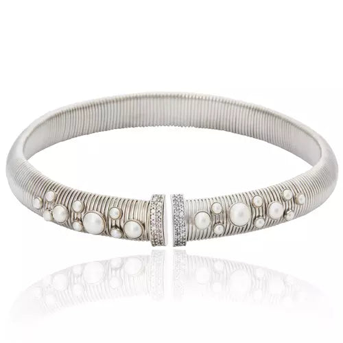Chocker Tubogás Com Pérolas Coliseu Prata