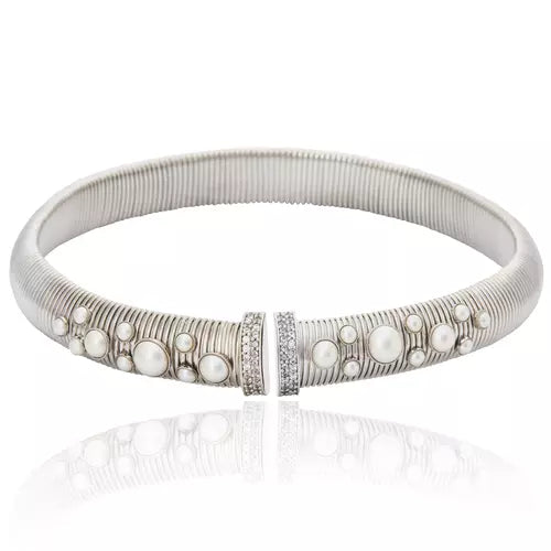 Chocker Tubogás Com Pérolas Coliseu Prata