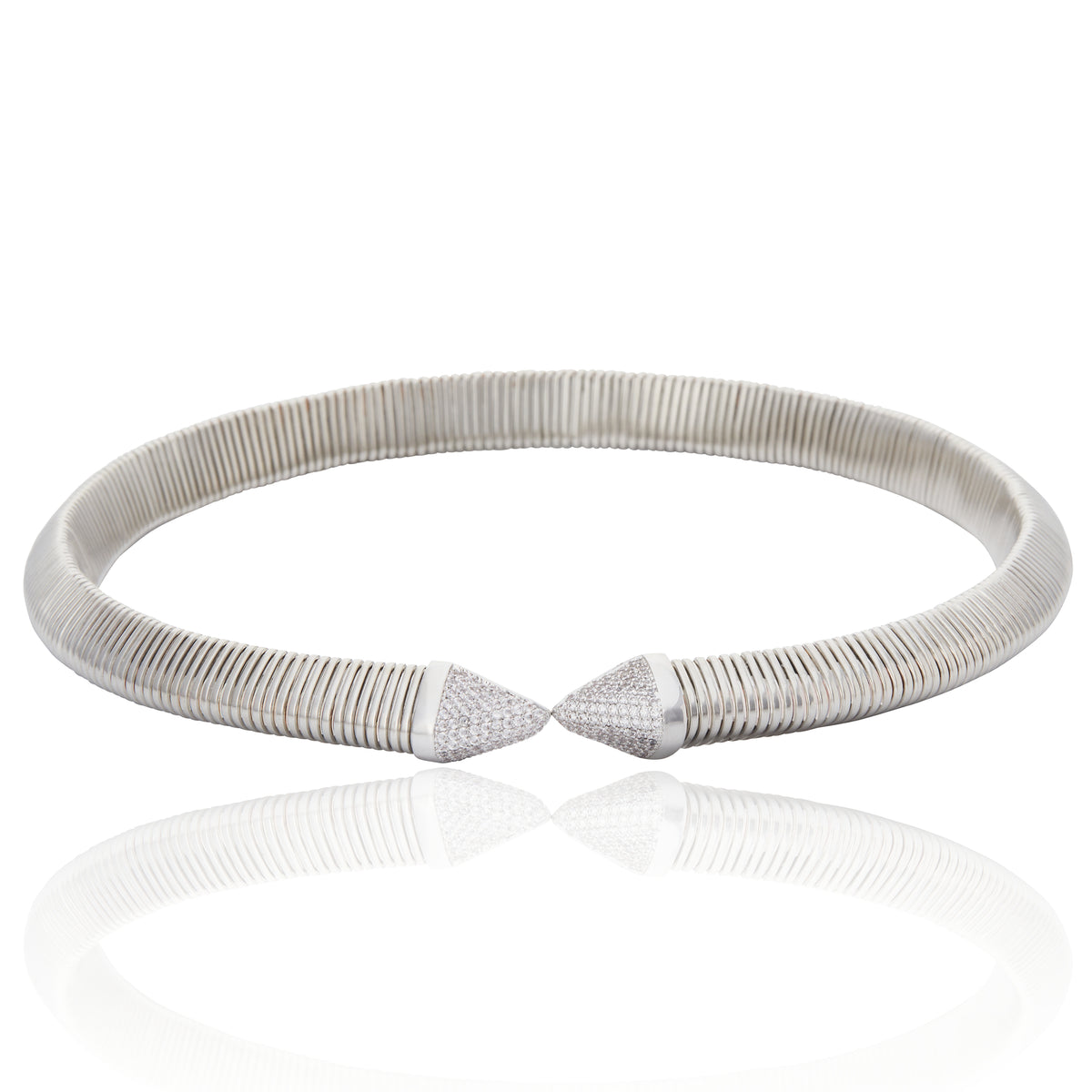 Chocker Lisa Ponteira de Cristal  Coliseu Prata