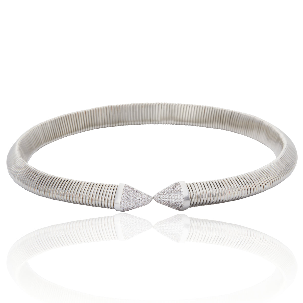 Chocker Lisa Ponteira de Cristal  Coliseu Prata