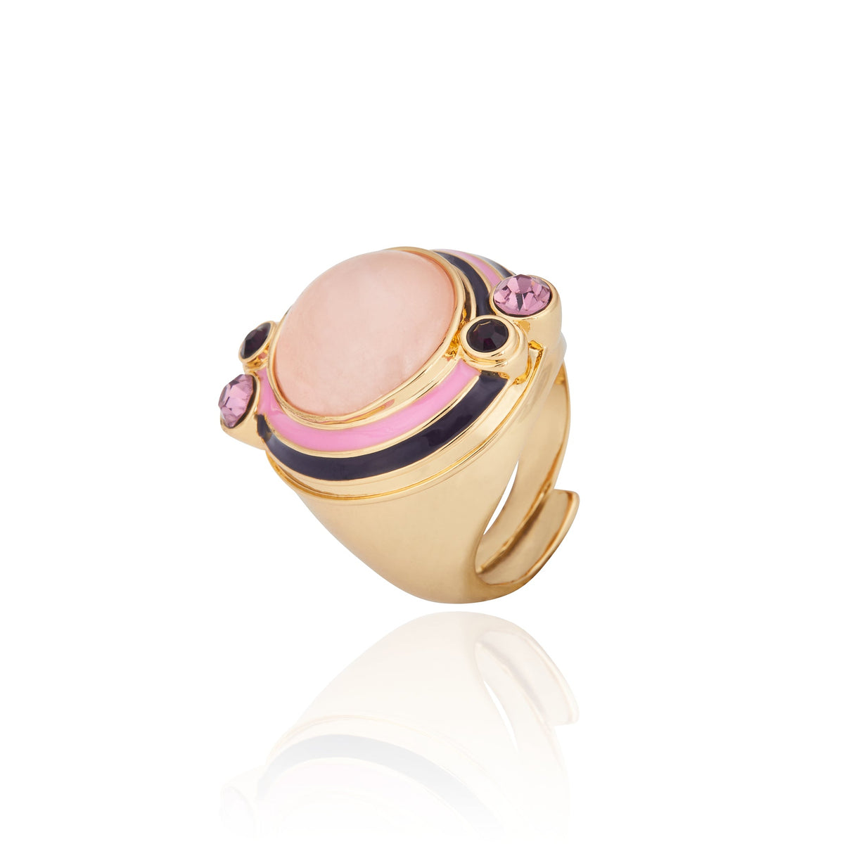 Anel Oval Quartzo Rosa San Marco Ouro