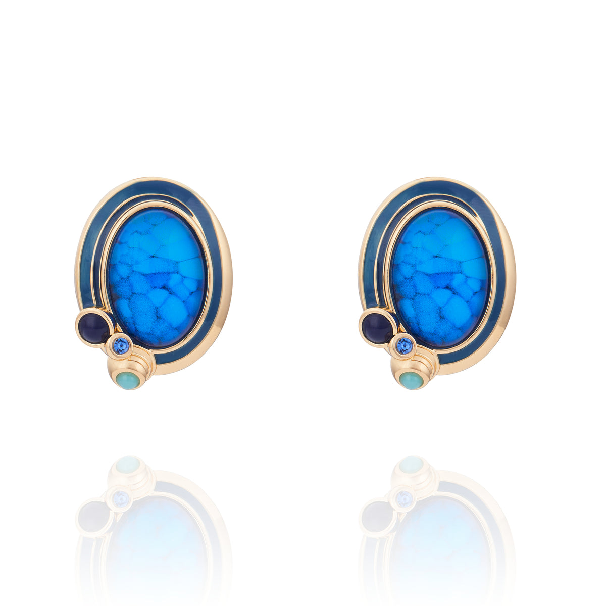 Brinco Oval Turquesa Rialto Ouro