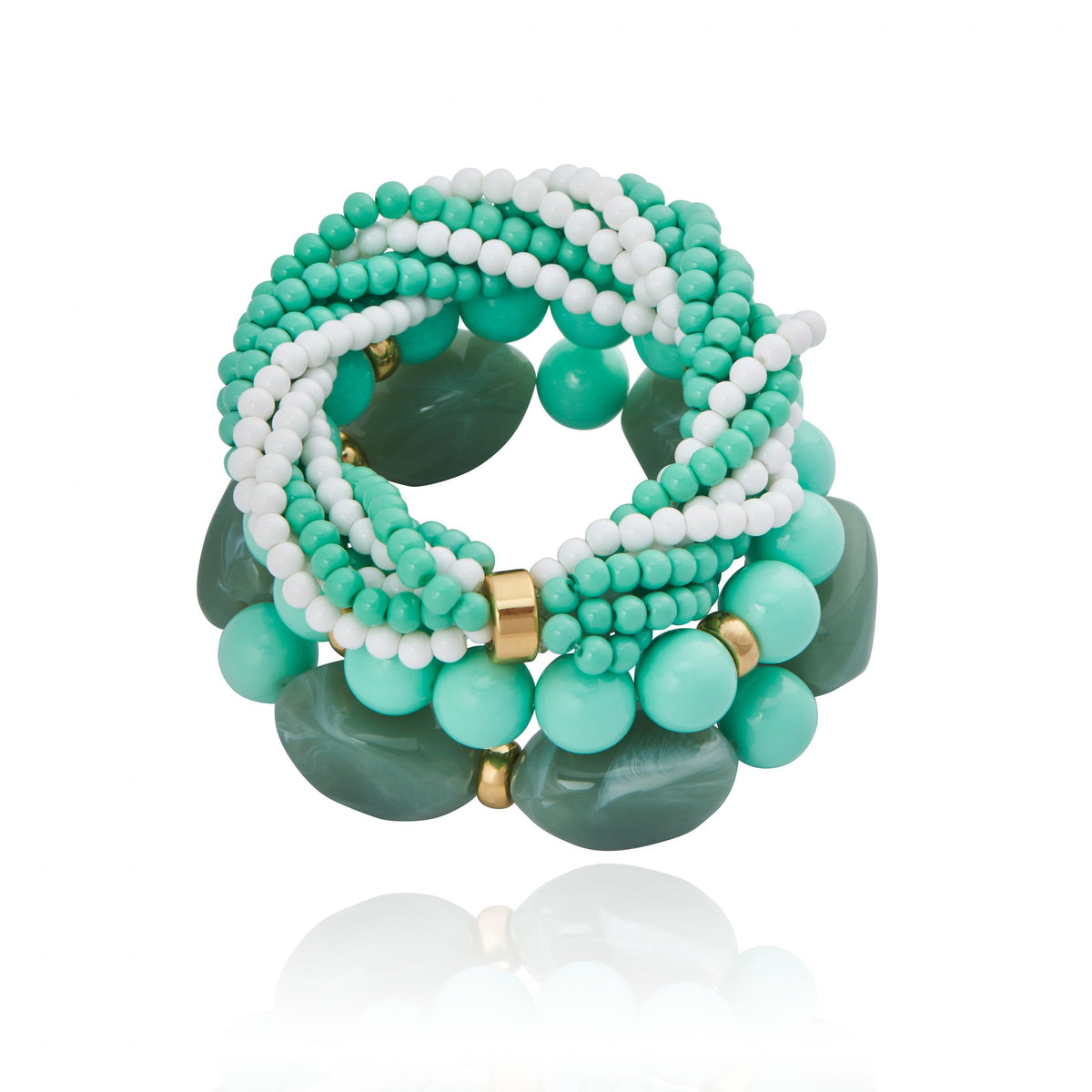 Kit Pulseira Murano Esferas Verde e Branco Verde