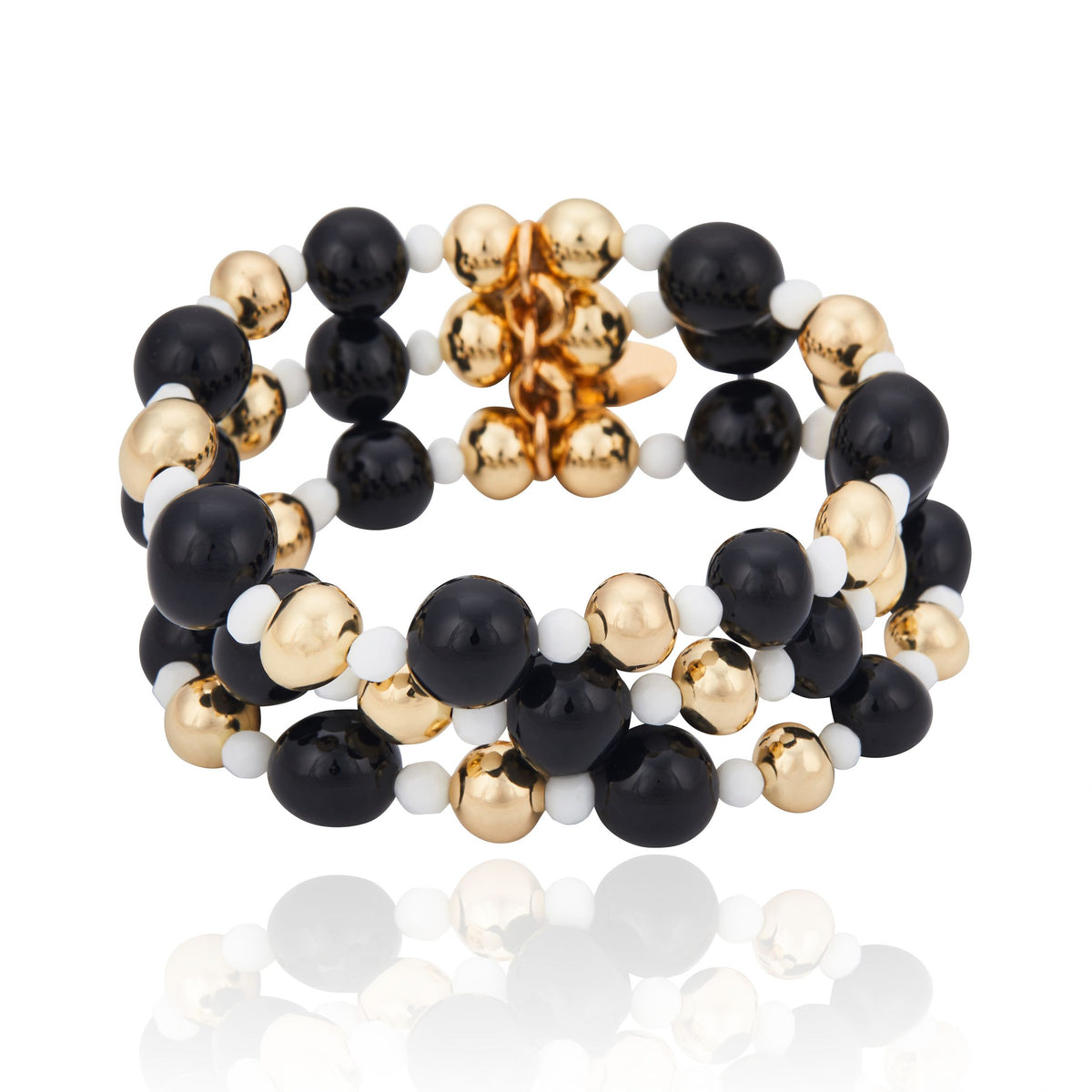 Pulseira Voltas Mini pedras Onix Preto