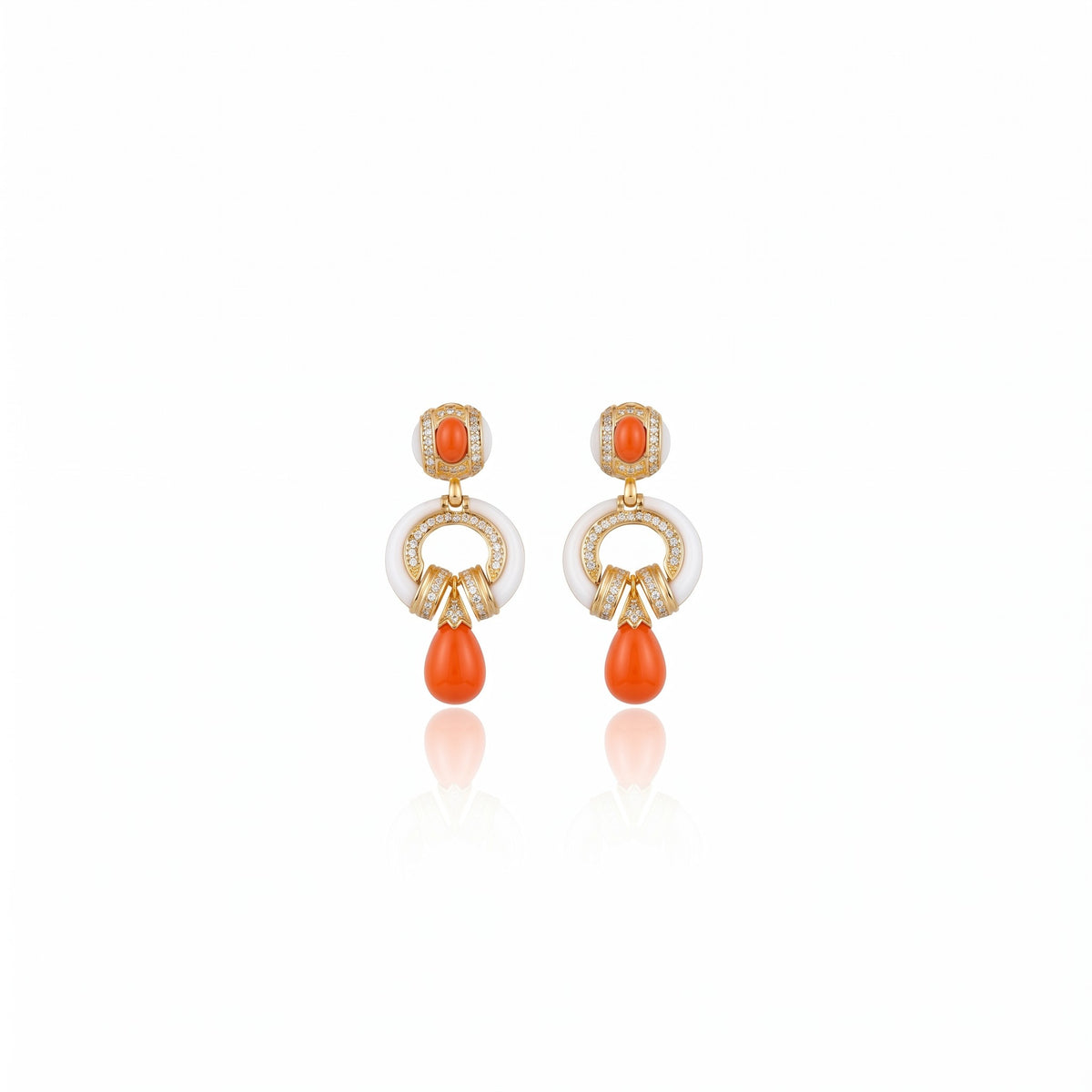 BRINCO TESOURO REAL CORAL E BRANCO Ouro