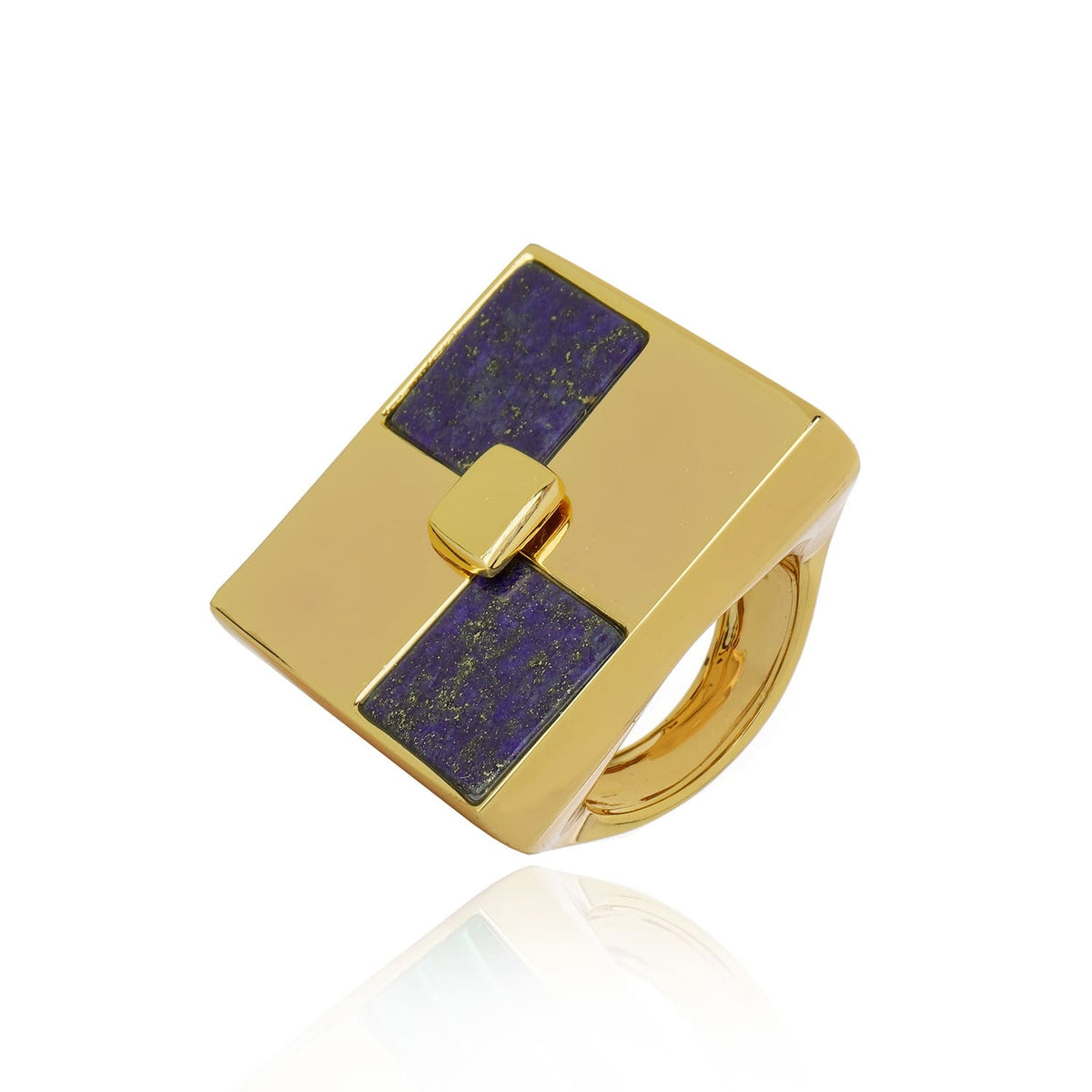 Anel Paraty Xadrez Lapis Lazuli Ouro