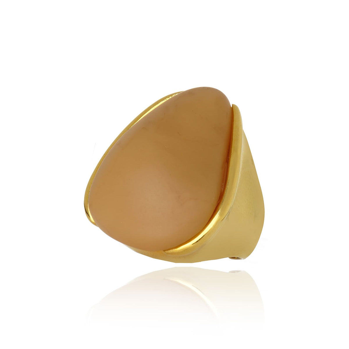 Anel Ajustavel Organico Resina Camel Leme Ouro