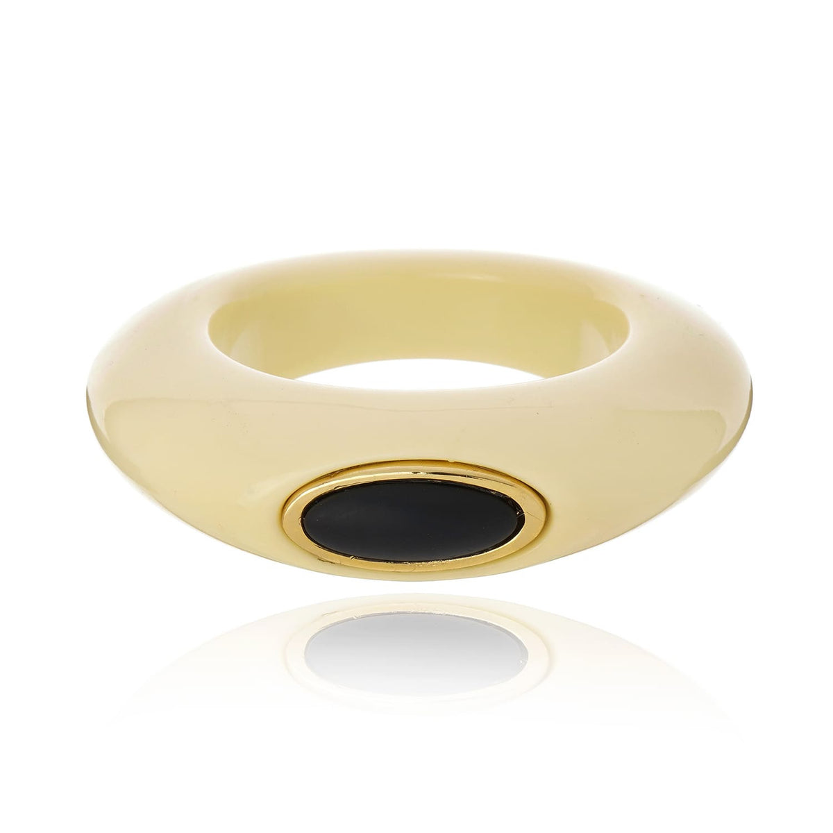 Bracelete Medio Gota Resina Areia Brilhante e Preto Leblon Ouro