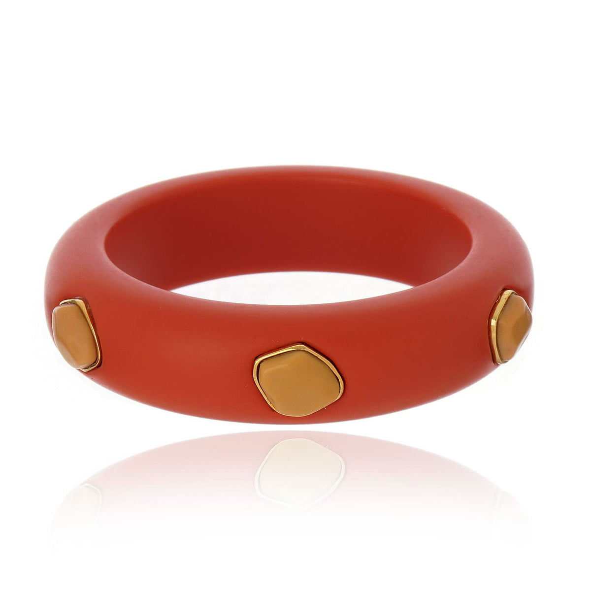 Bracelete Multi Pedras Resina Goiaba e Caramelo Praia Vermelha Ouro