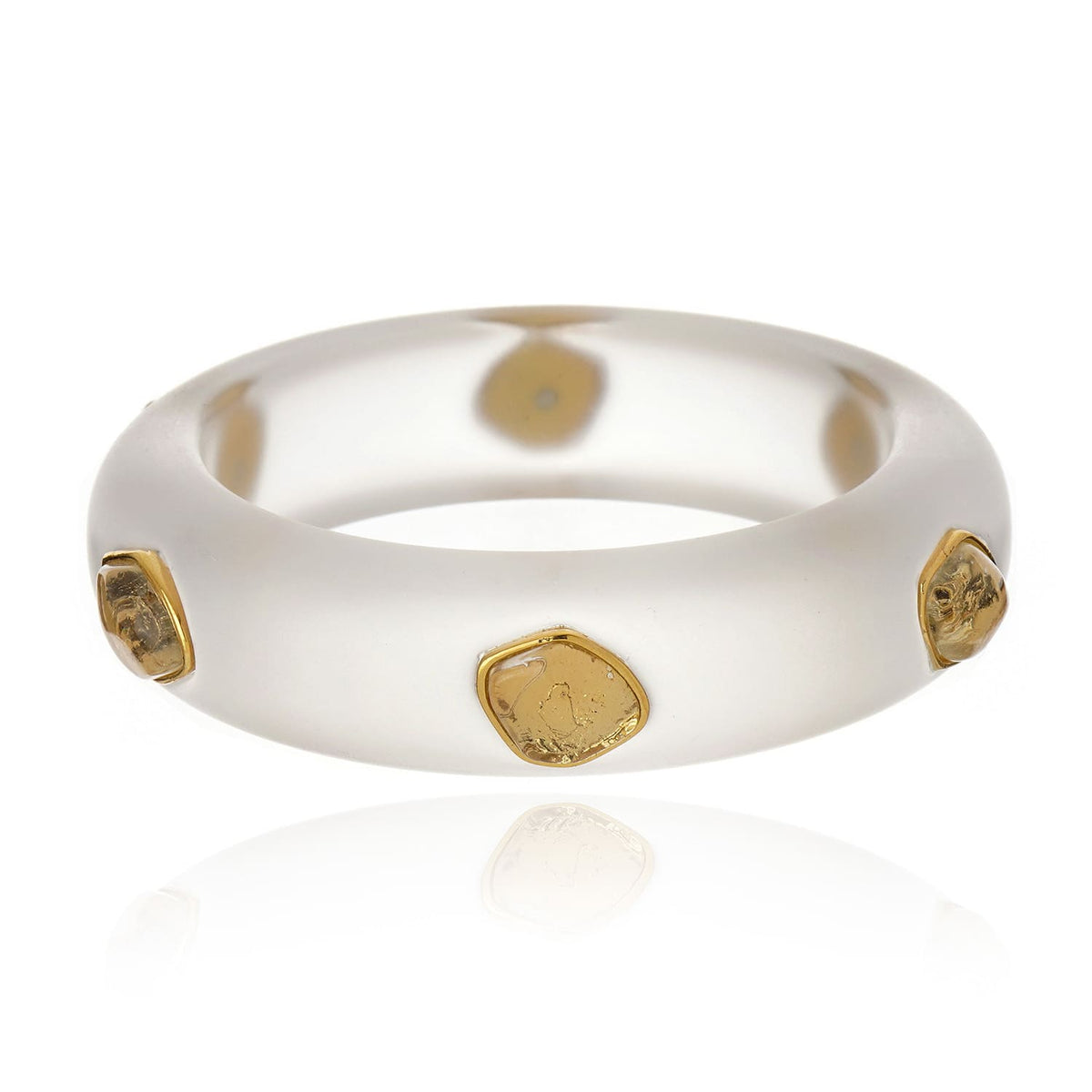 Bracelete Multi Pedras Resina Transparente Sao Conrado Ouro