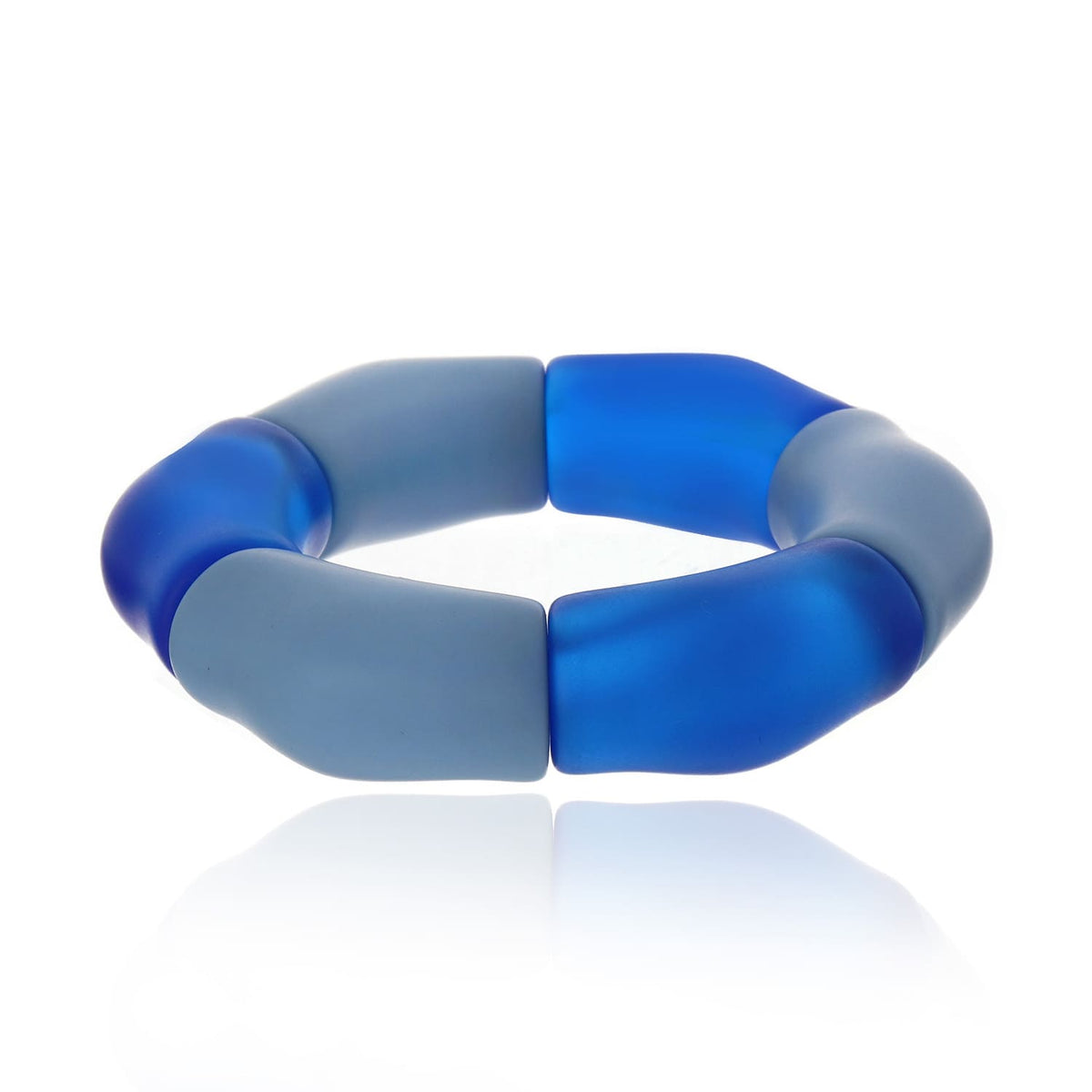 Pulseira Gomos Resina Azul Prainha Ouro