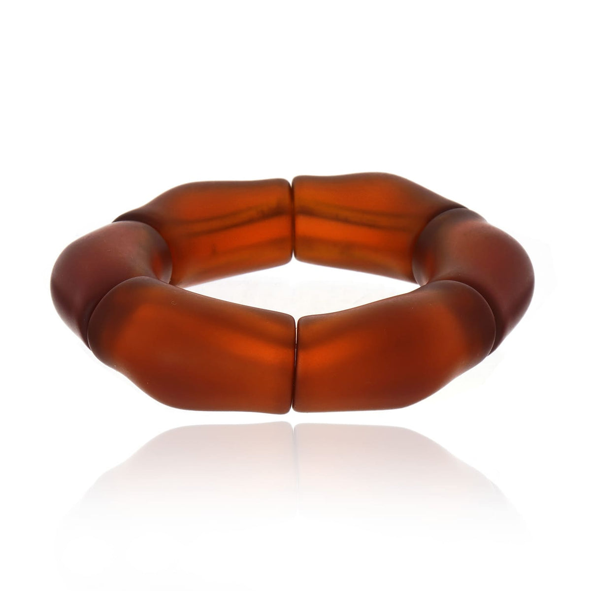 Pulseira Gomos Resina Marrom Translucido Praia Vermelha Ouro