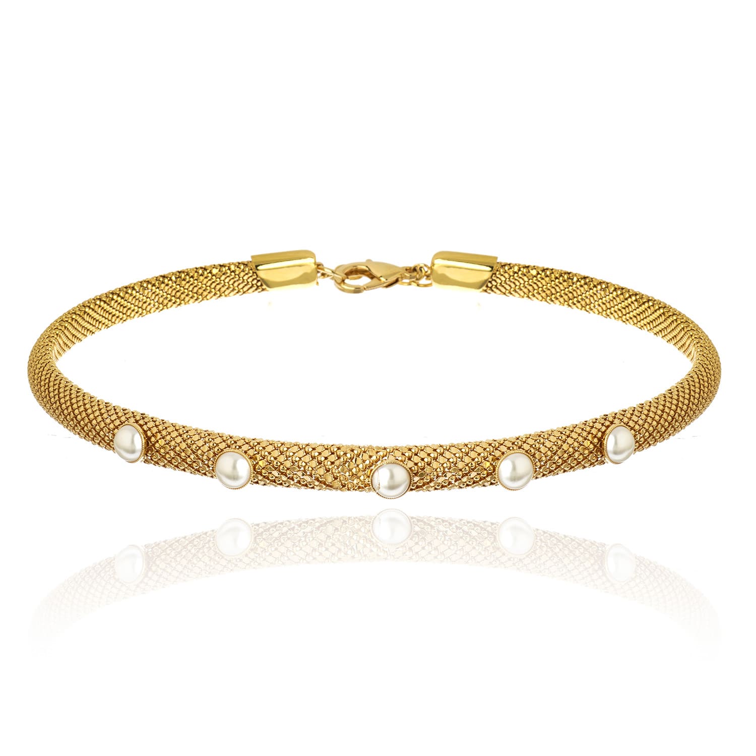 Choker Nice Mini Perolas Ouro