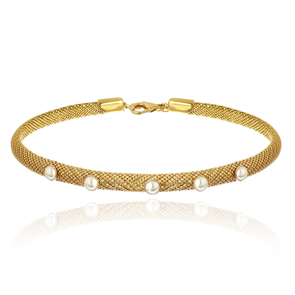 Choker Nice Mini Perolas Ouro
