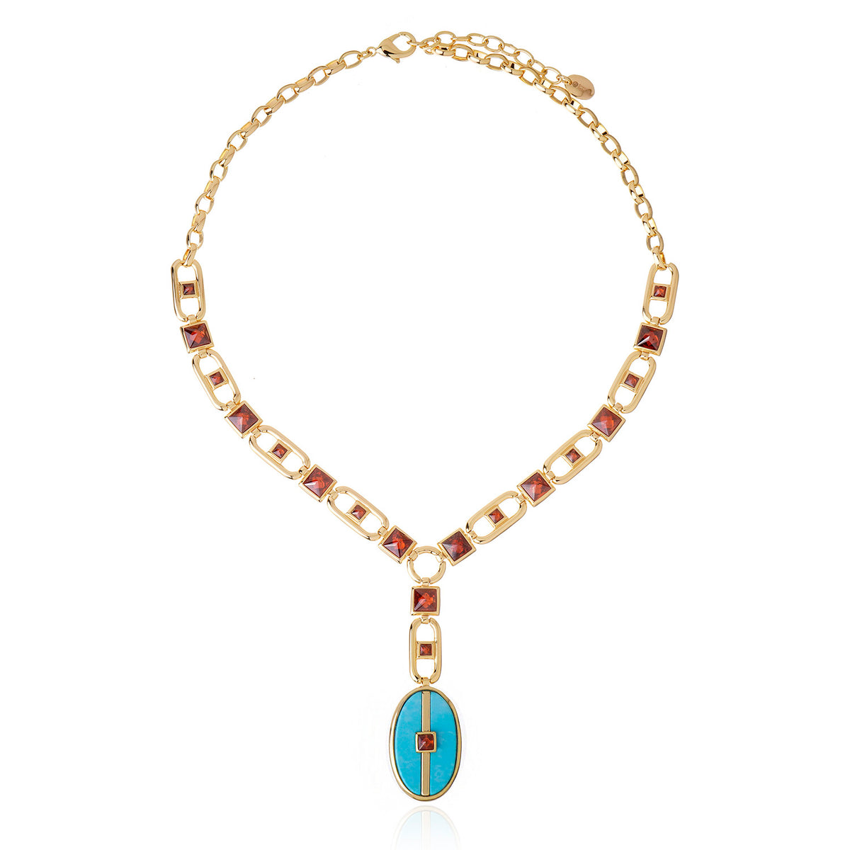Colar Pingente Serenidade Howlita Azul Ouro