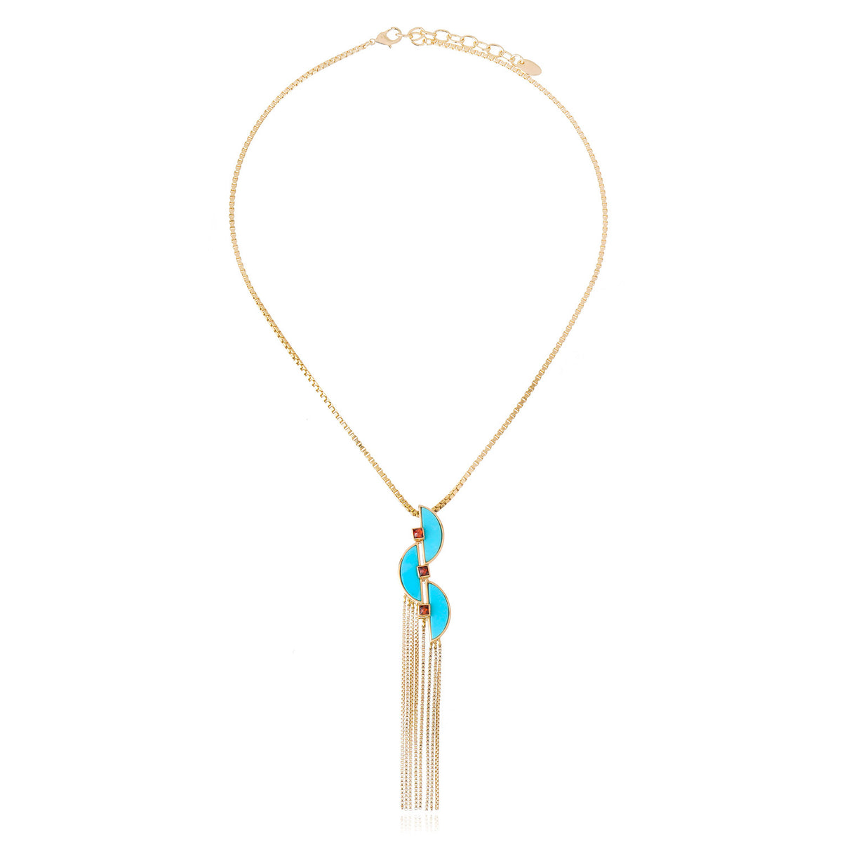 Colar Franja Serenidade Howlita Azul Ouro
