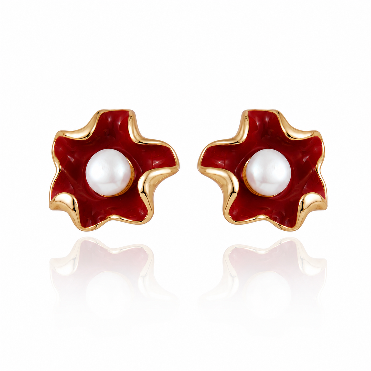 BRINCO FLOWER PEROLA BURGUNDY Ouro