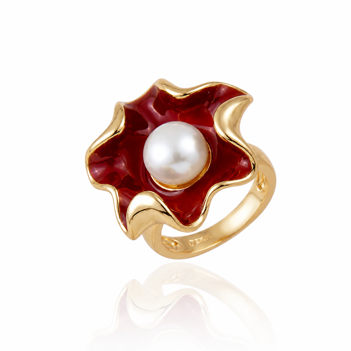 ANEL FLOWER PEROLA BURGUNDY Ouro
