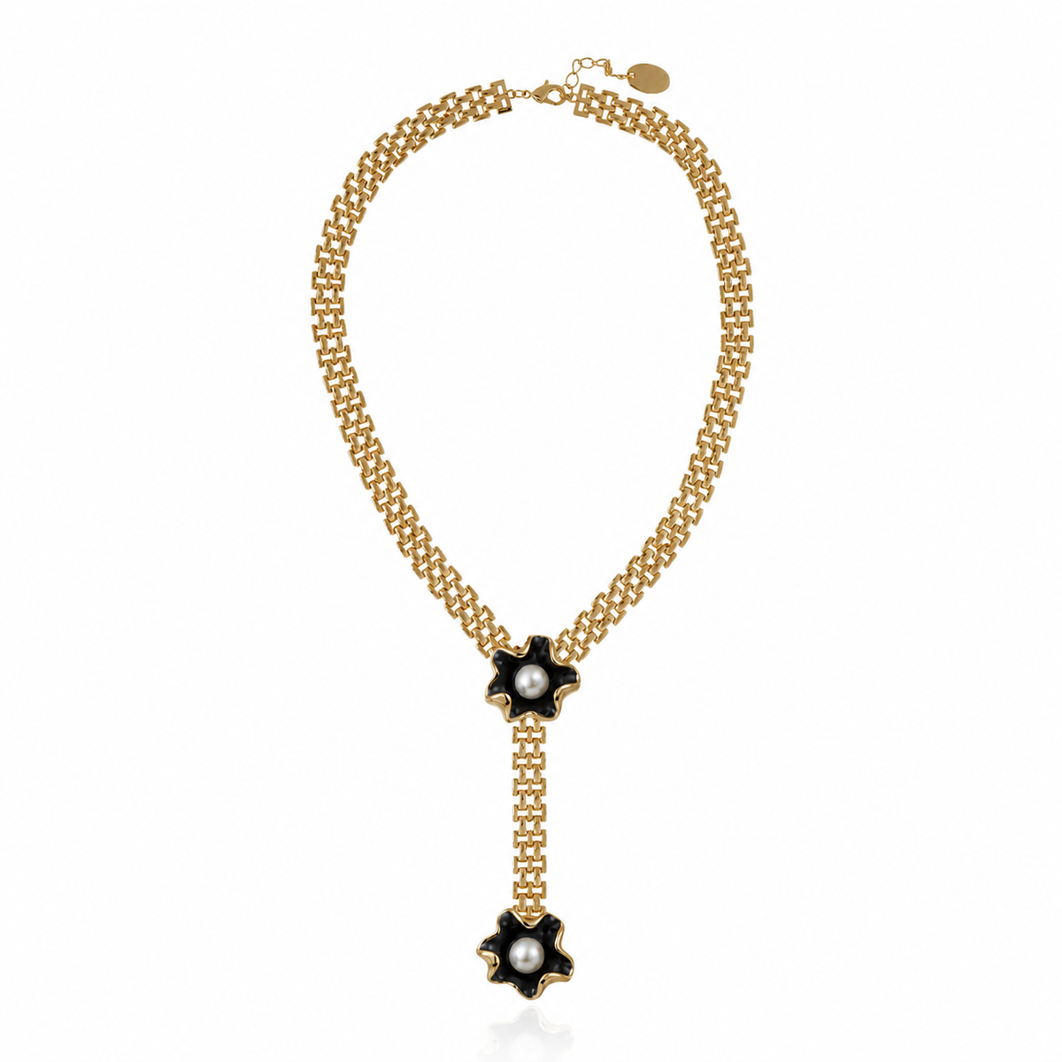 COLAR GRAVATA FLOWER PRETO Ouro