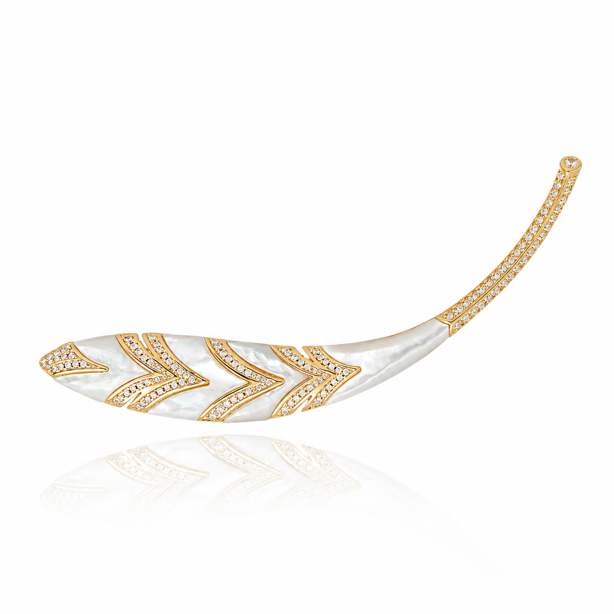 BROCHE PENA MADREPEROLA Ouro