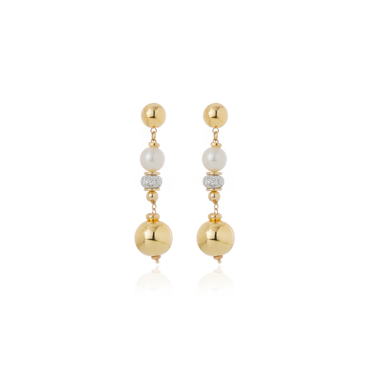 BRINCO ESFERA COM CRISTAIS LONGO Ouro