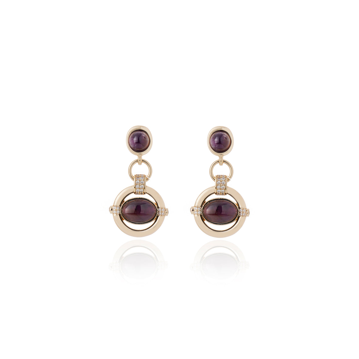 Brinco Duplo Violeta Ouro