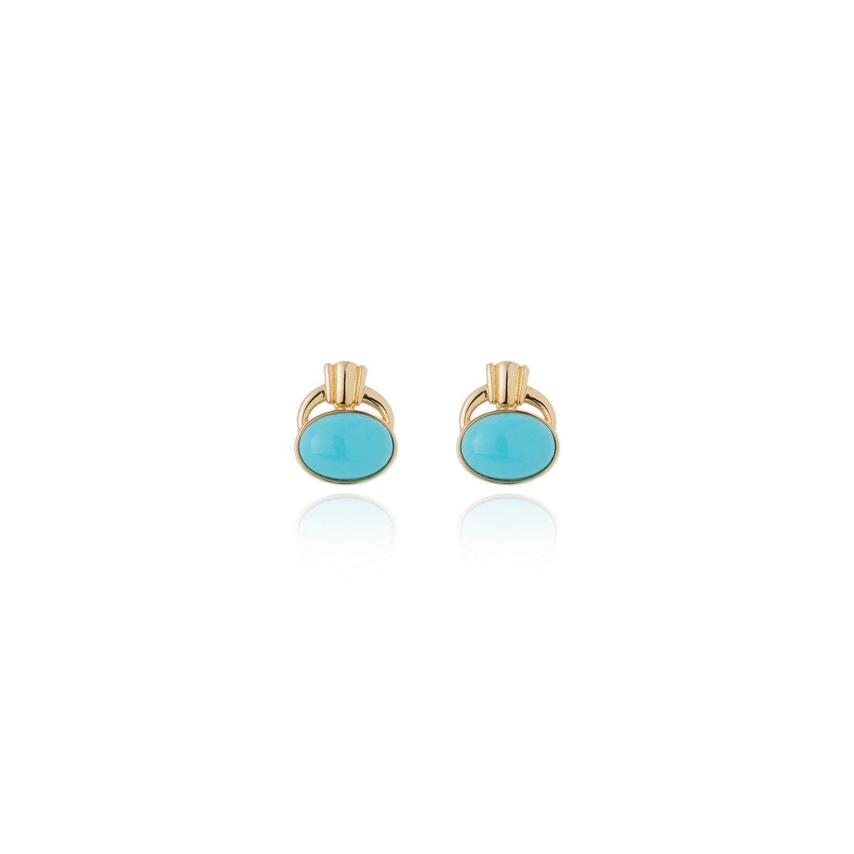 Brinco Pequeno Pedra Turquesa Ouro