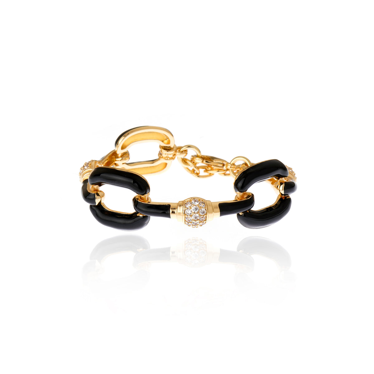 Pulseira Fashion Preta Ouro