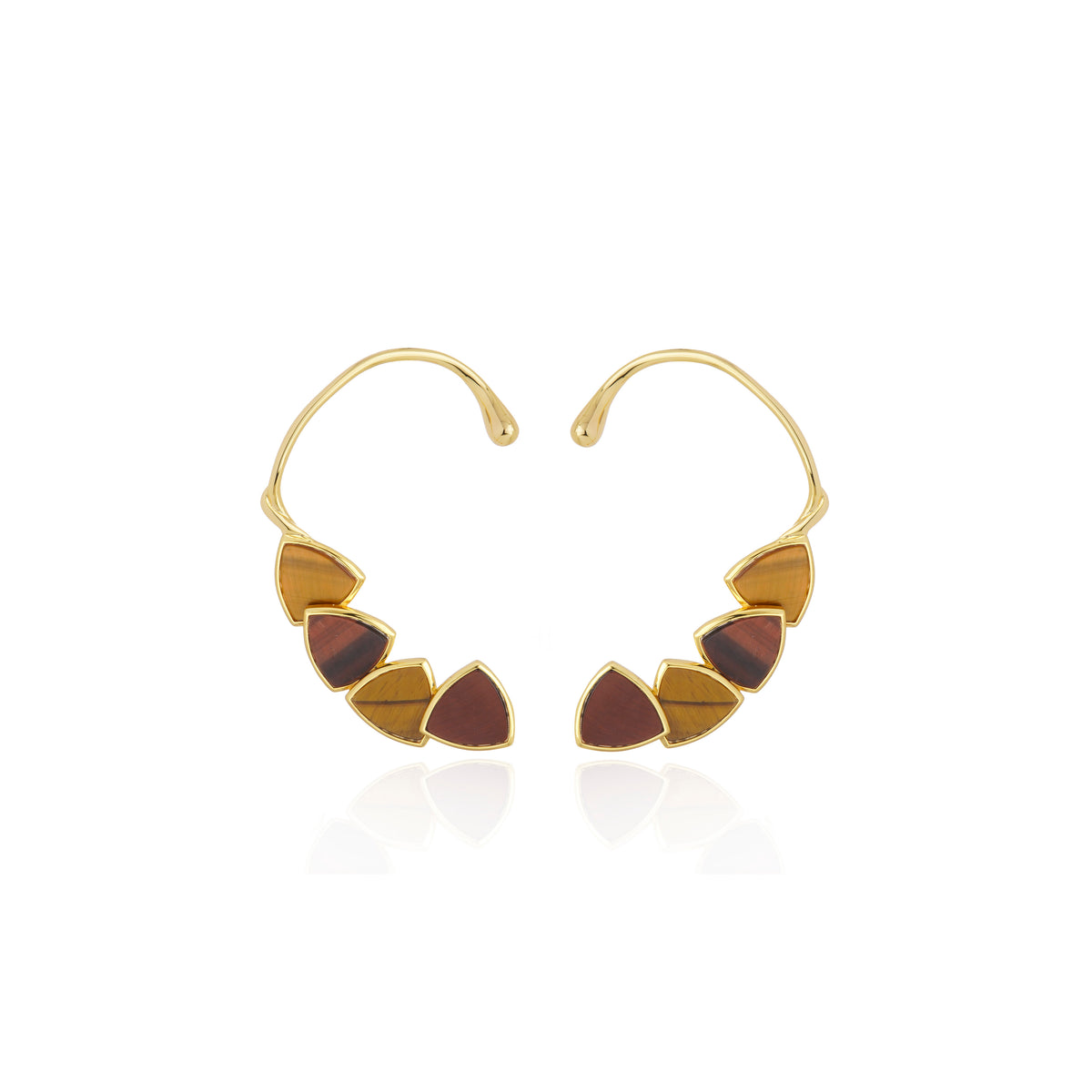 BRINCO EARCUFF AURORA OLHO DE TIGRE DUPLO  Ouro
