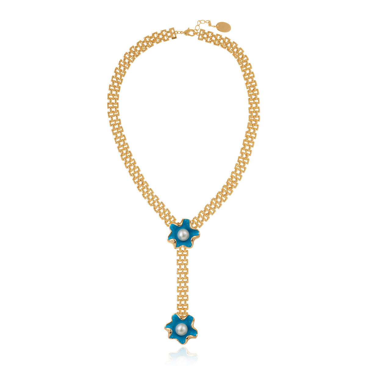 COLAR GRAVATA FLOWER TURQUESA Ouro