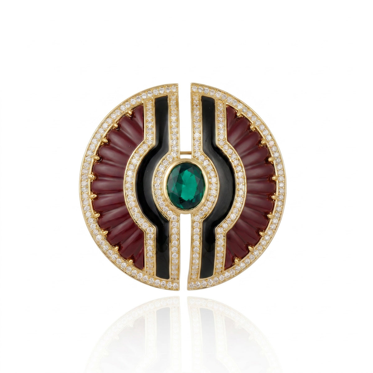 BROCHE INTI BURGUNDY Ouro