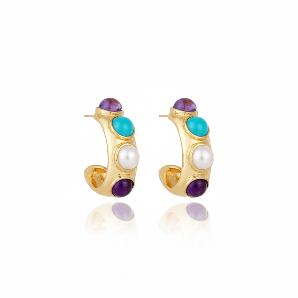 ARGOLA PORTINARI TURQUESA Ouro