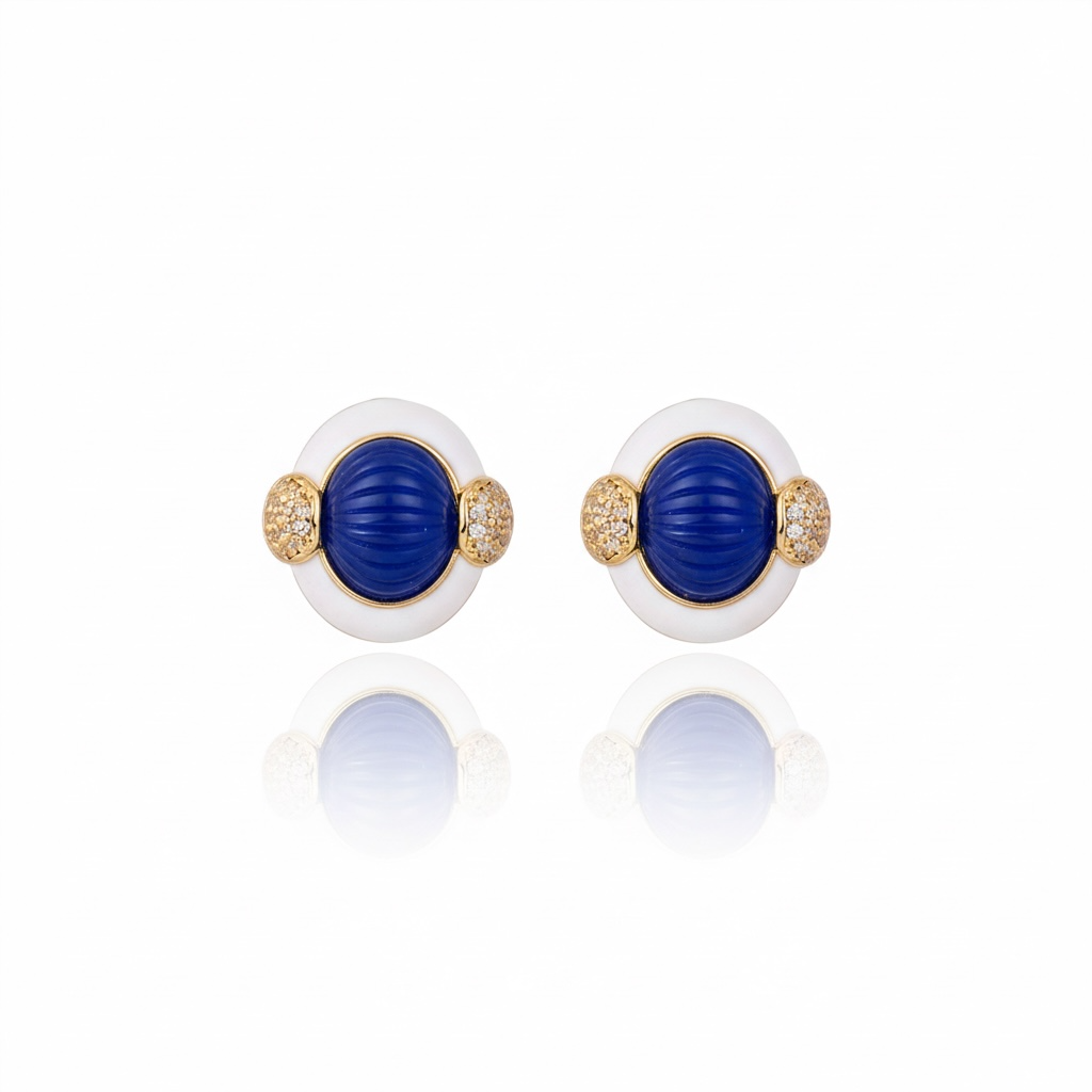 BRINCO BOTÃO VOLPI AZUL Ouro